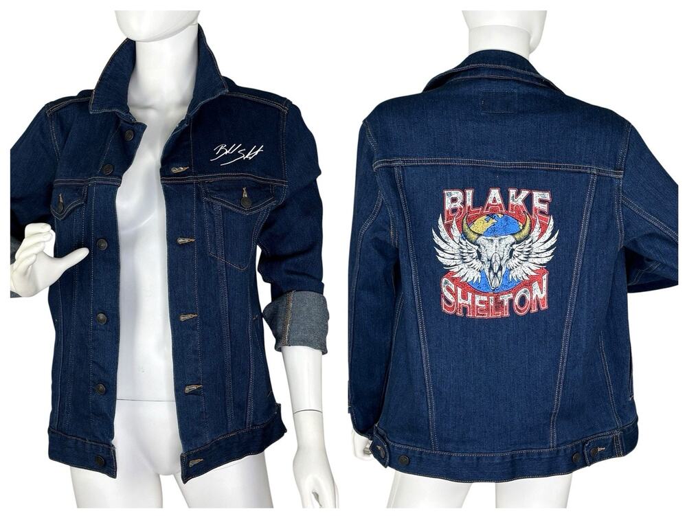 NWOT Blake Shelton Blue Jean Denim Trucker Jacket Button Front Size S